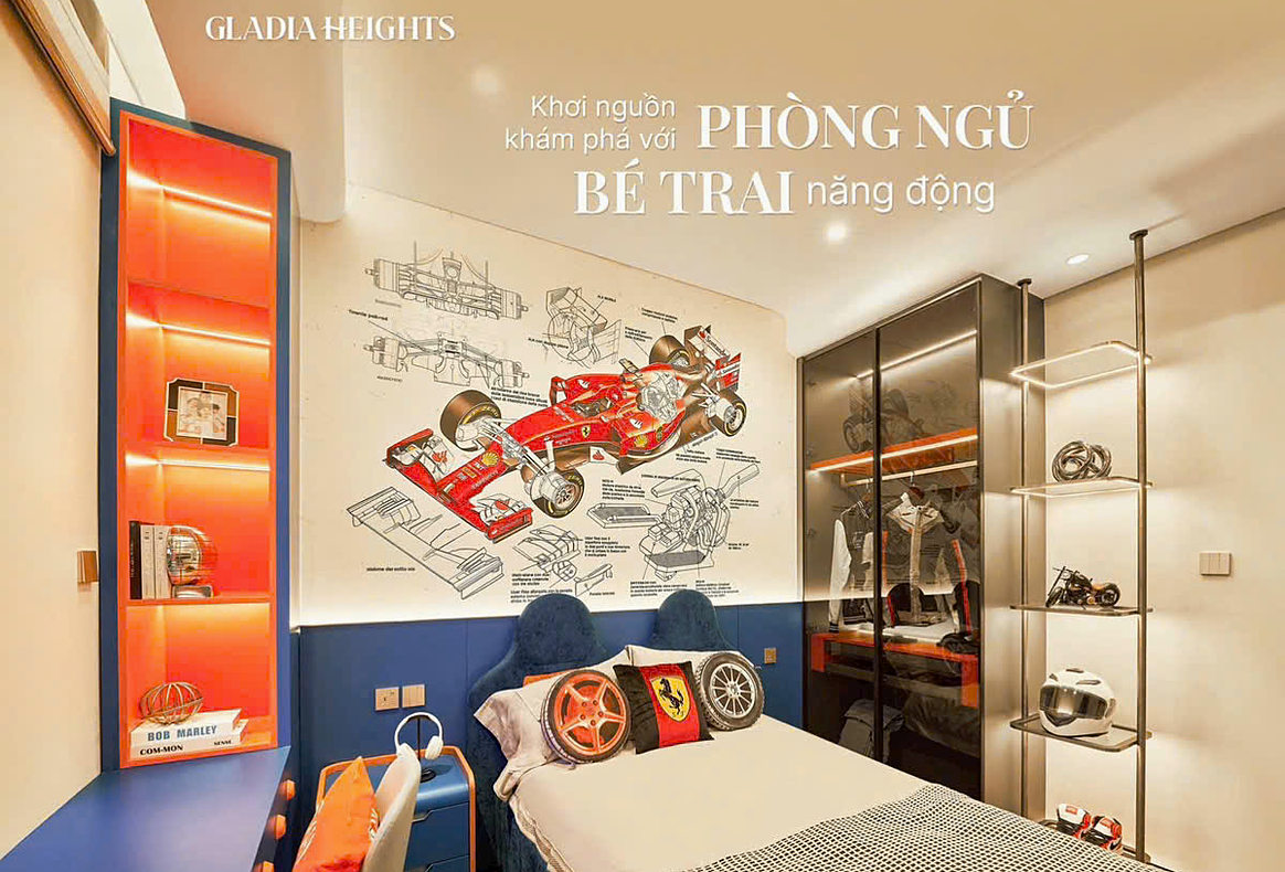 Phòng ngủ bé trai nhà mẫu 3PN Gladia Heights năng động