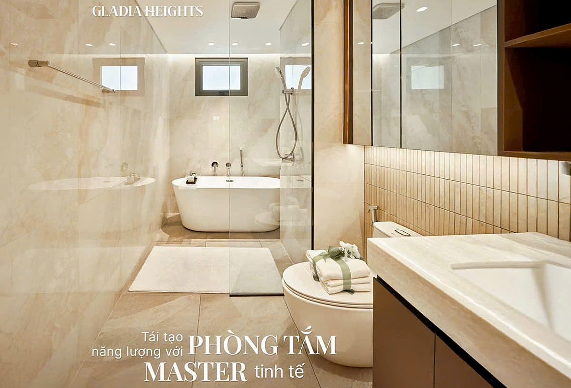 Phòng tắm master nhà mẫu 3PN Gladia Heights tinh tế