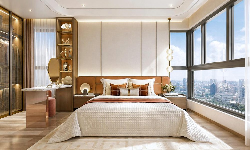 Phòng ngủ chính căn hộ mẫu Gladia Heights