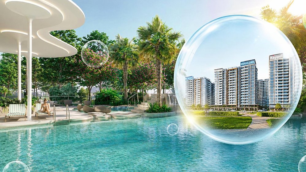 Hồ bơi và cảnh quan tháp Gladia Heights